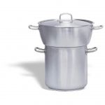 Pentola Couscous Bombata Acciaio Inox con Coperchio - Misure varie