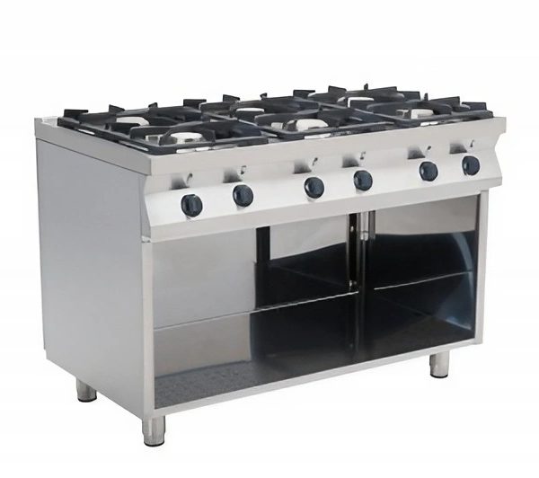 Cucina 6 Fuochi Gas con Griglia in Ghisa P70 Potenza Bruciatori 3,5x3 6x3 kW