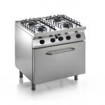 Cucina 4 Fuochi Gas con Griglia in Filo P70 con Forno GN 2/1 kW 7,9 Potenza Bruciatori 3,5x2 6x2 kW