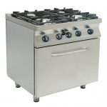 Cucina 4 Fuochi Gas con Griglia in Ghisa P70 con Forno GN 2/1 kW 7,9 Potenza Bruciatori 3,2x2 4,5x2 kW