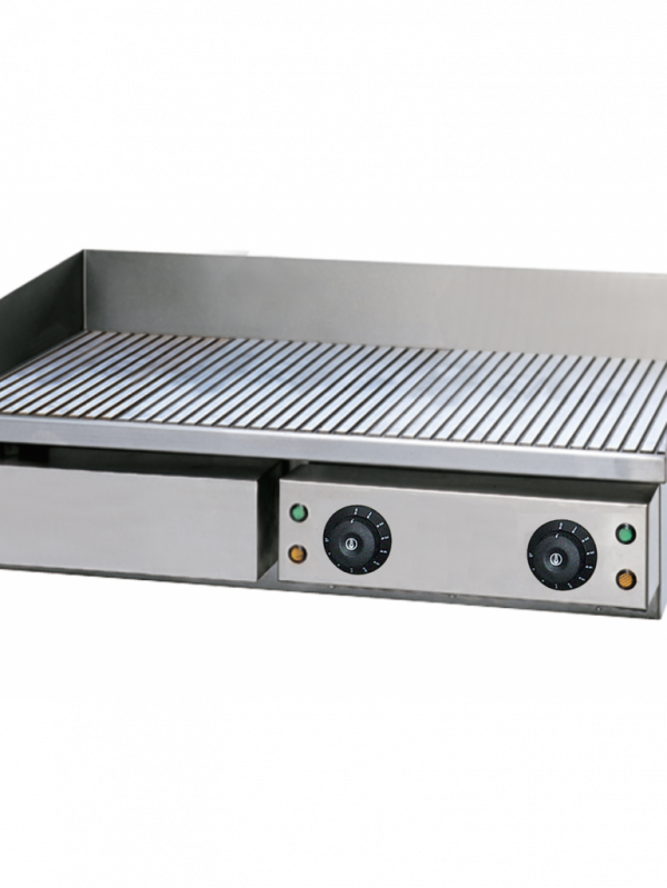 Fry Top Elettrico Piastra Cromata Doppia Rigata