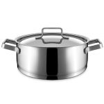 Casseruola Bassa Acciaio Inox 2 Maniglie con Coperchio- misure varie