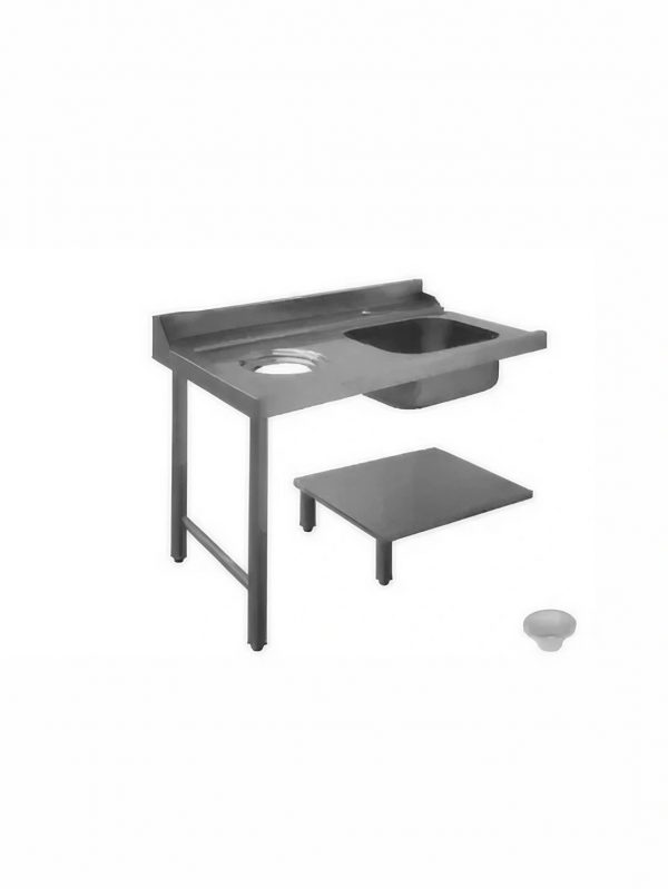 EUROWASH - Tavolo per Lavastoviglie a Cappottina 120 cm SX/DX con Vasca e Foro