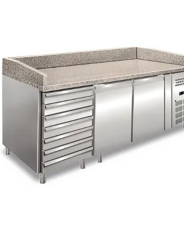 Banco Pizza Refrigerato Top in Granito 2 Ante 7 Cassetti