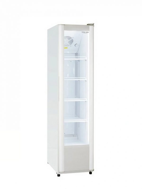 Vetrina Bibite Verticale 4 Ripiani Regolabili 1 Porta Autochiudente 300 Lt Bianca/Nera
